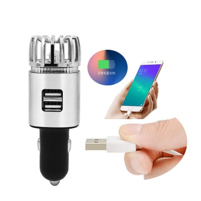 12V Smart 2 Ports USB Electric Car Charger with Anion Air Purifier JO-6291